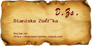 Dianiska Zsóka névjegykártya